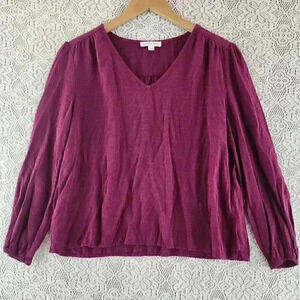 Ophelia Roe. Rayon V Neck Long sleeve Textured Blouse L